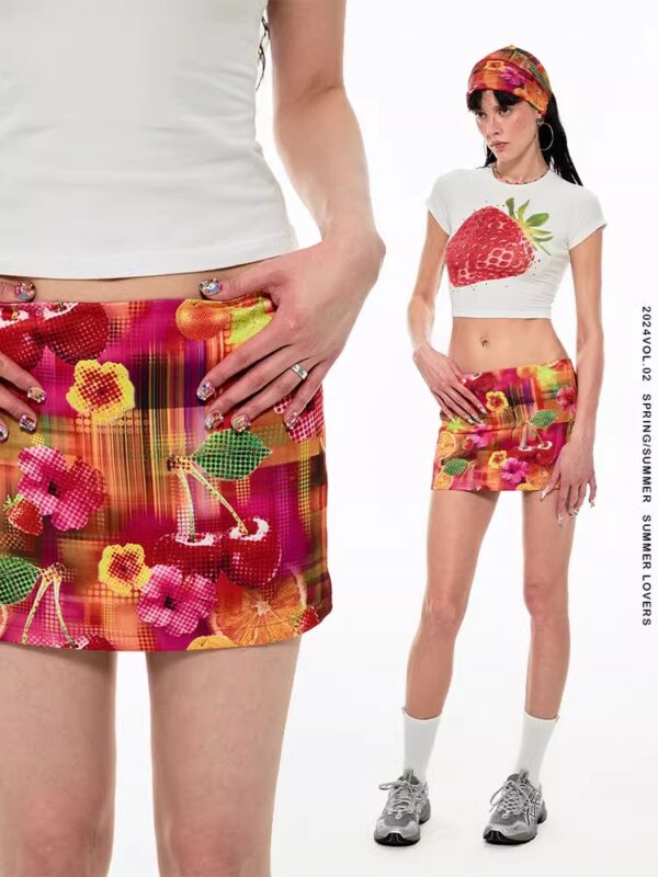 Summer Fruit丨Original Printed One Piece Skirt Retro Hot Girl Hip Covering Skirt